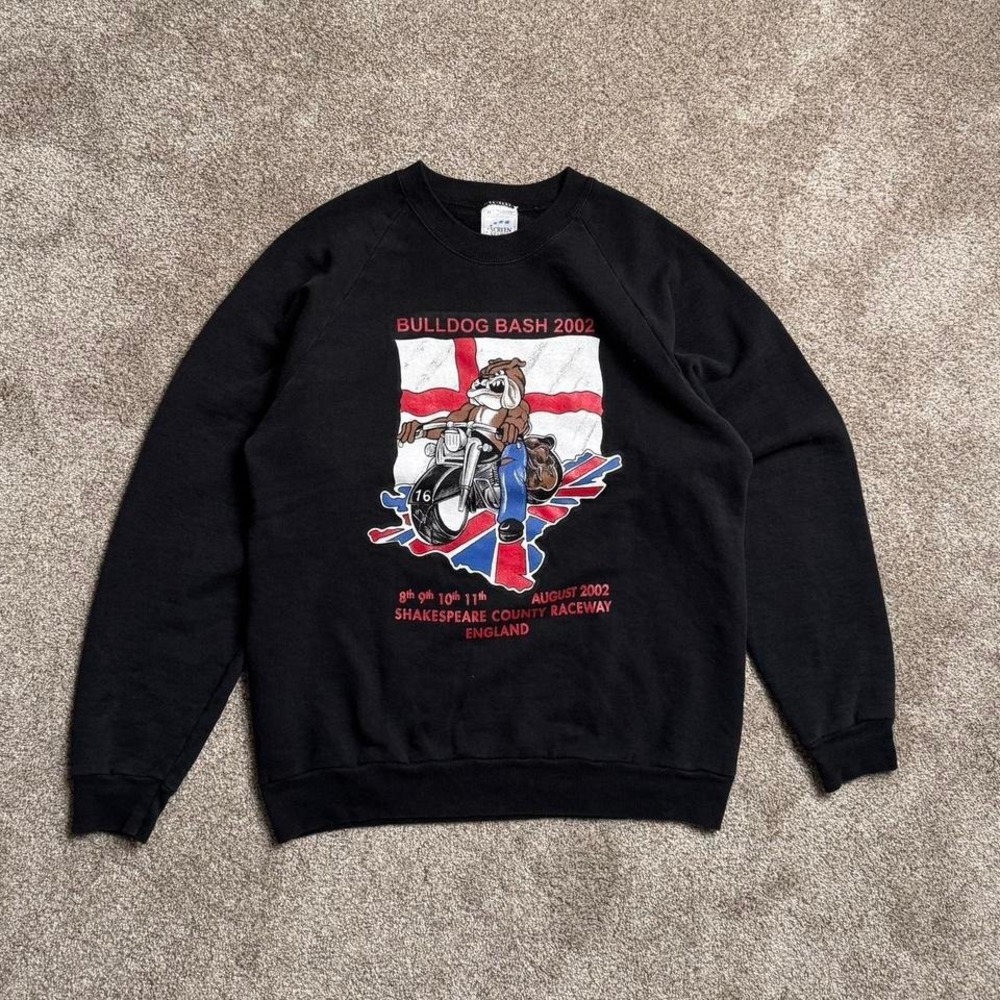 00s SCREEN STARS "BULLDOG BASH 2002" RAGLAN SWEATSHIRT